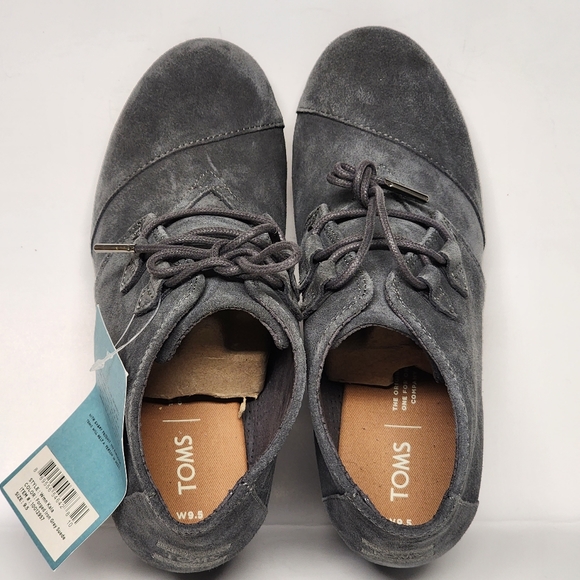 NEW TOMS Suede Wedge Booties size 9.5 - Picture 7 of 10